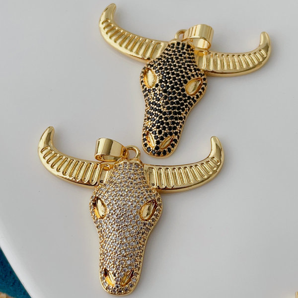 Big pave horn pendant