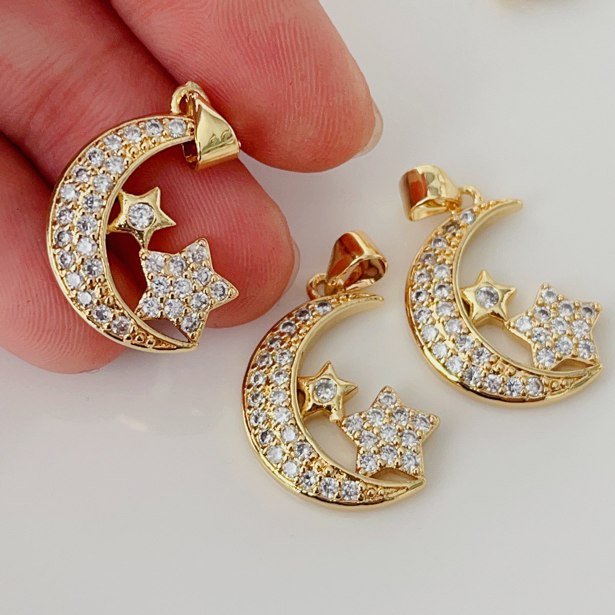 Pave moon star charm