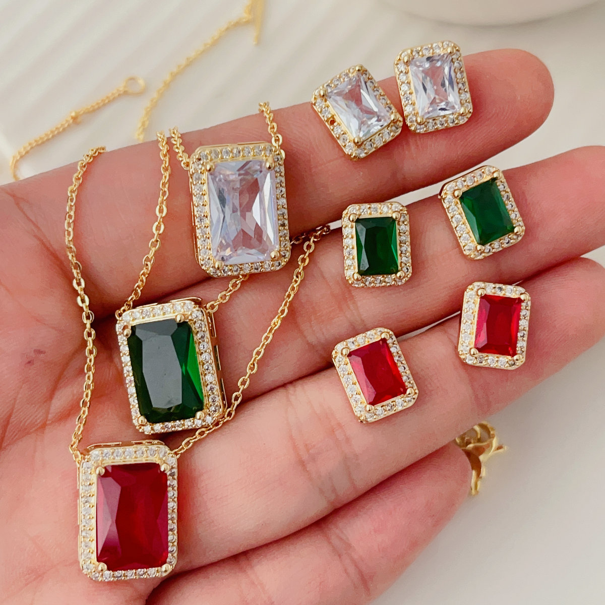 Pave square set jewelry