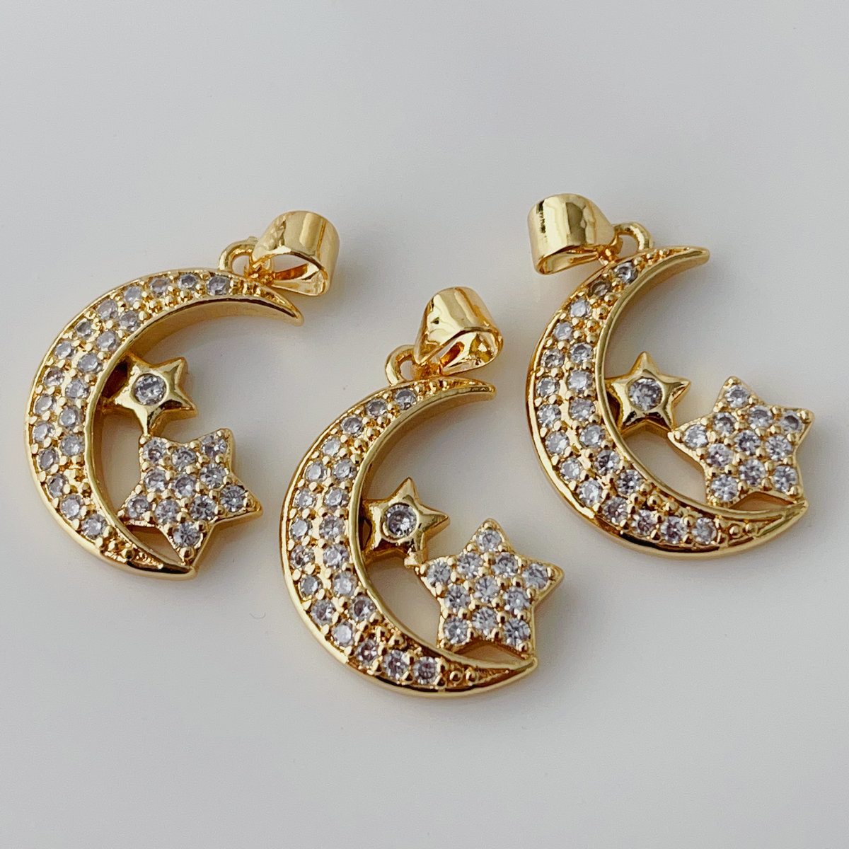 Pave moon star charm