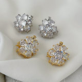 pave flower earrings