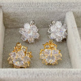 pave flower earrings