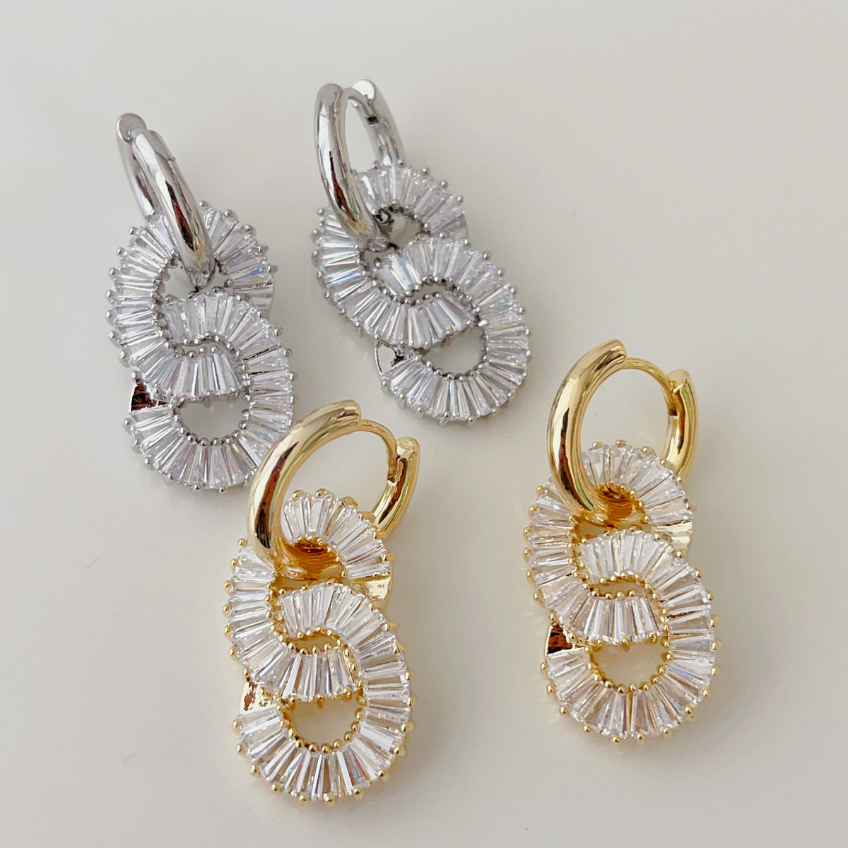pave chain pendant earrings