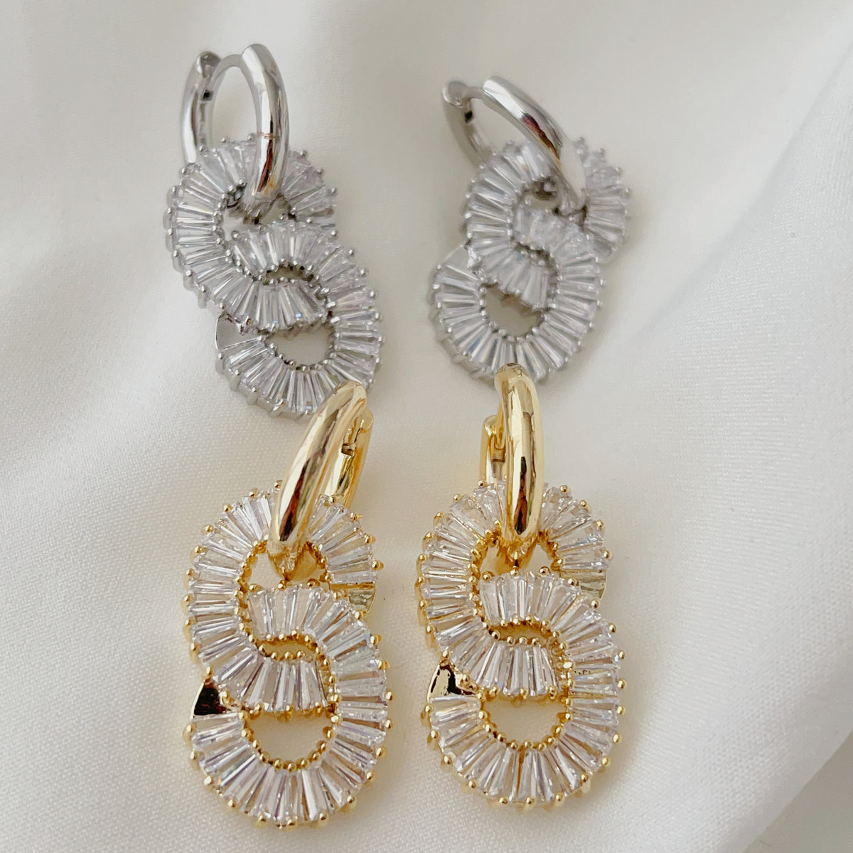 pave chain pendant earrings
