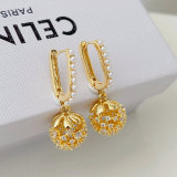 pave ball pearl earrings