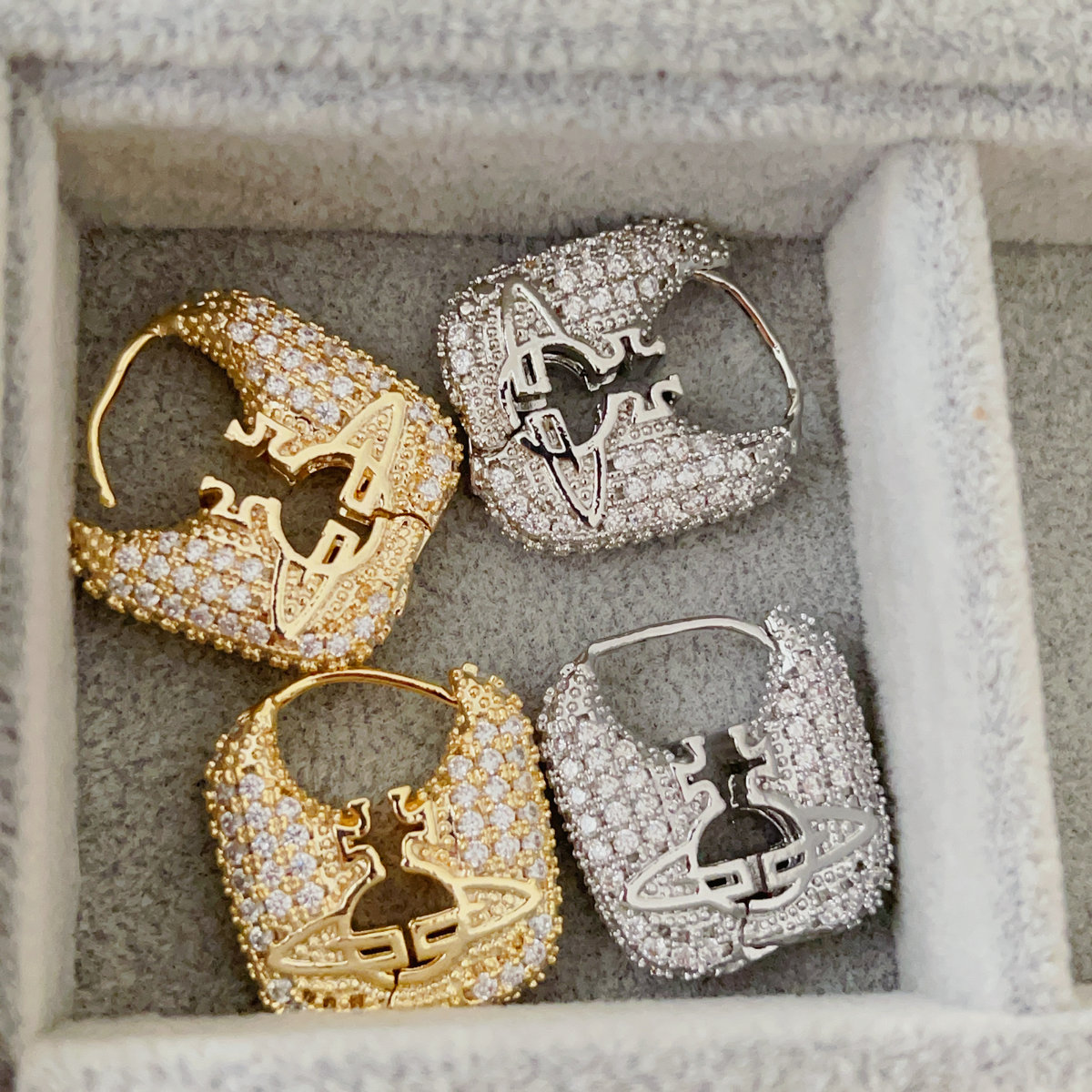 pave planet earrings