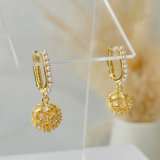 pave ball pearl earrings