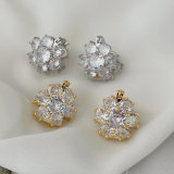 pave flower earrings