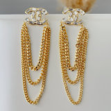 Chain tassel channel earrings