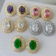 Pave oval zircon earrings