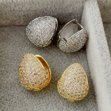 Pave oval zircon earrings