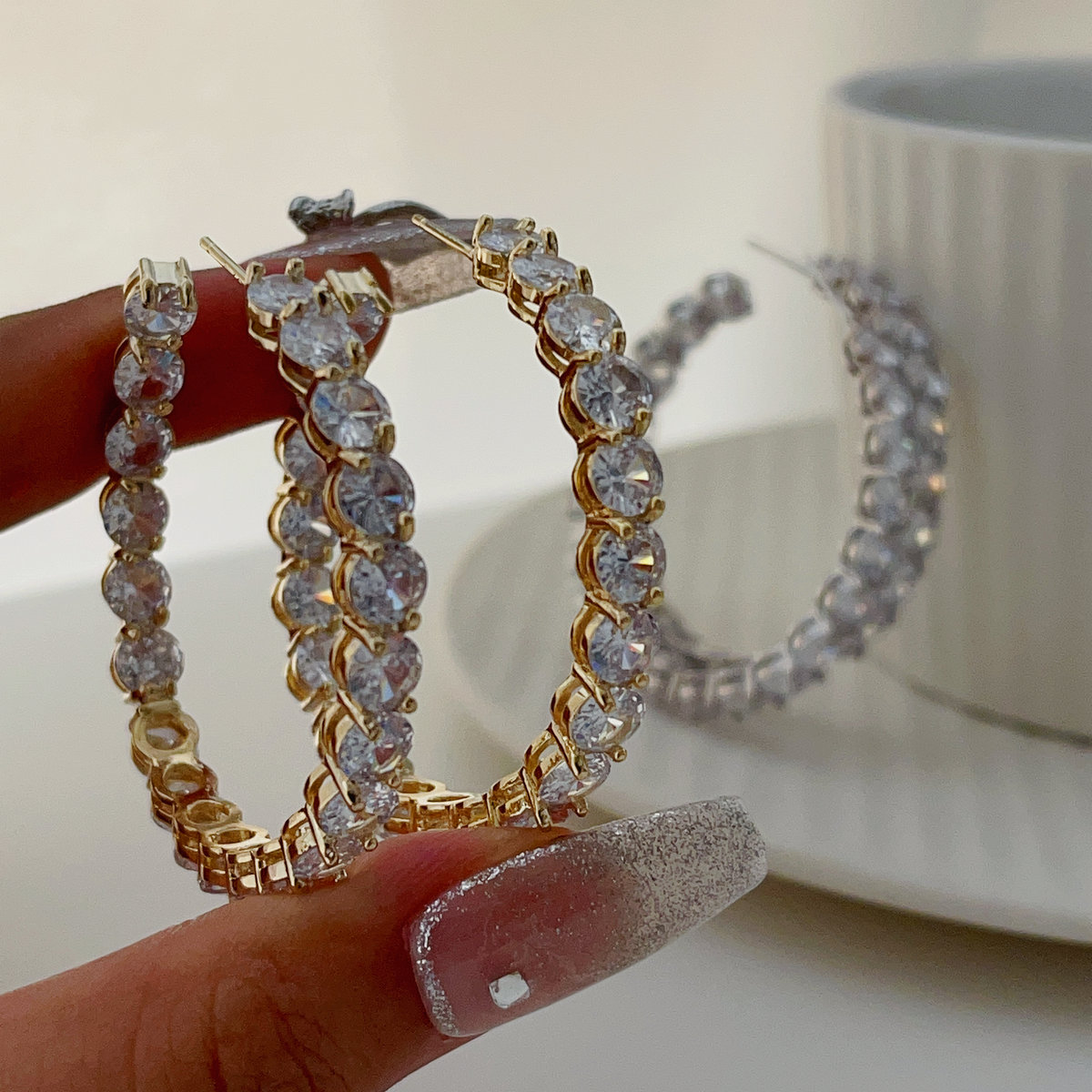 Clear zircon hoops