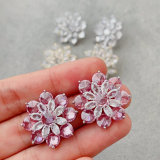 Pave zircon flower earrings