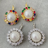 Pave big pearl earrings