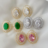 Pave oval zircon earrings