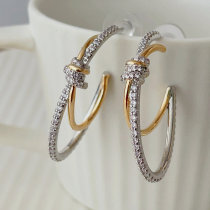 Gold and silver pin earrings