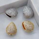 Pave oval zircon earrings