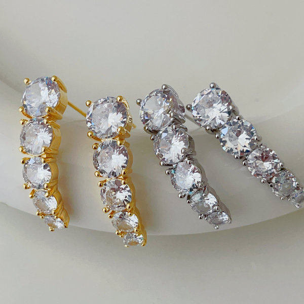 Pave clear zicon earrings