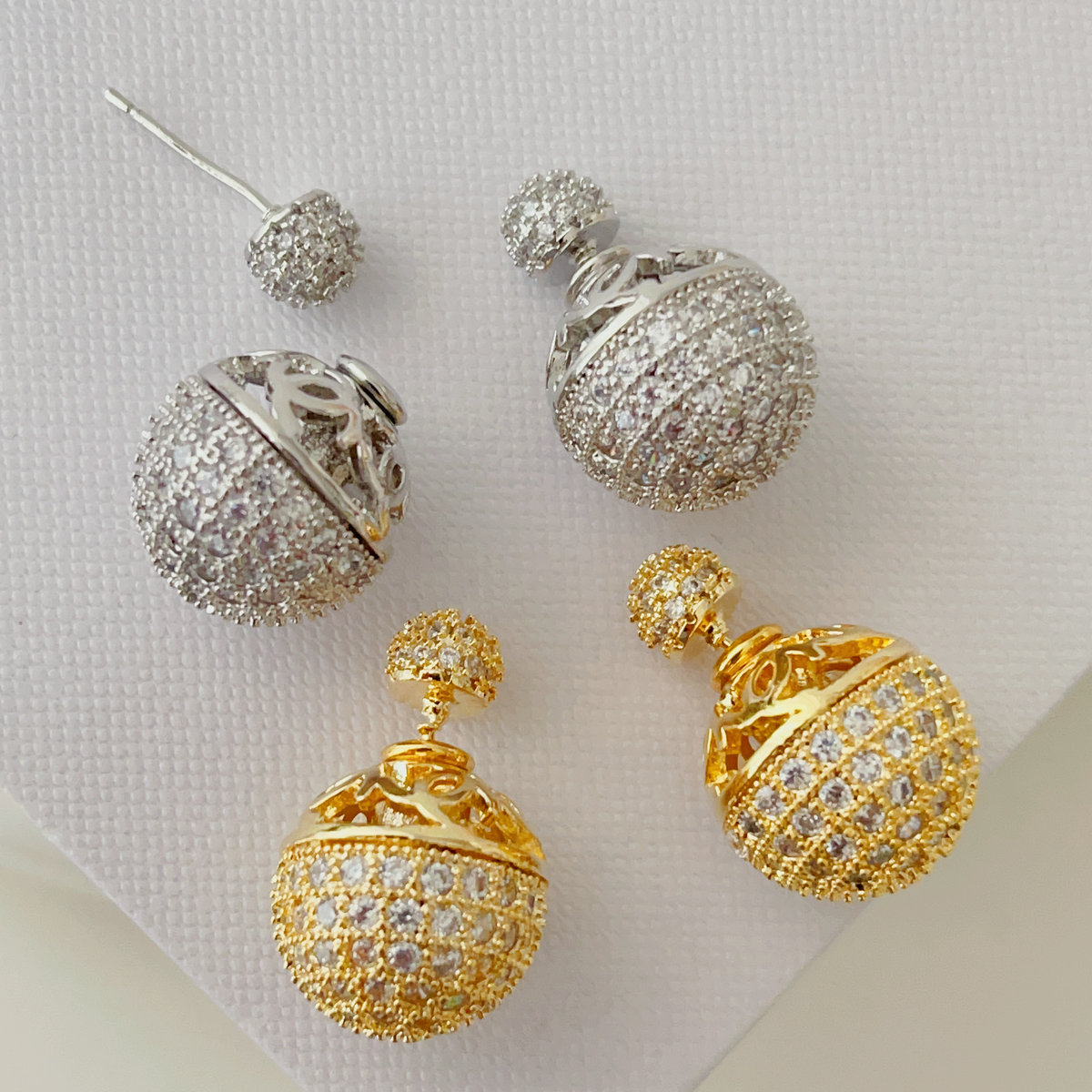 Pave ball earrings