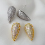 Pave zircon oval earrings