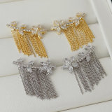Chain tassel flower earrings