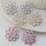 Pave zircon flower earrings