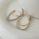 Gold and silver pin earrings
