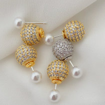 Pave ball earrings