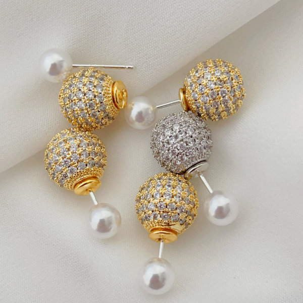 Pave ball earrings