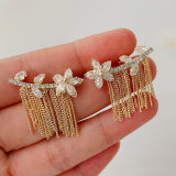 Chain tassel flower earrings