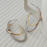 Gold and silver pin earrings
