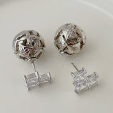 Pave heart ball earrings