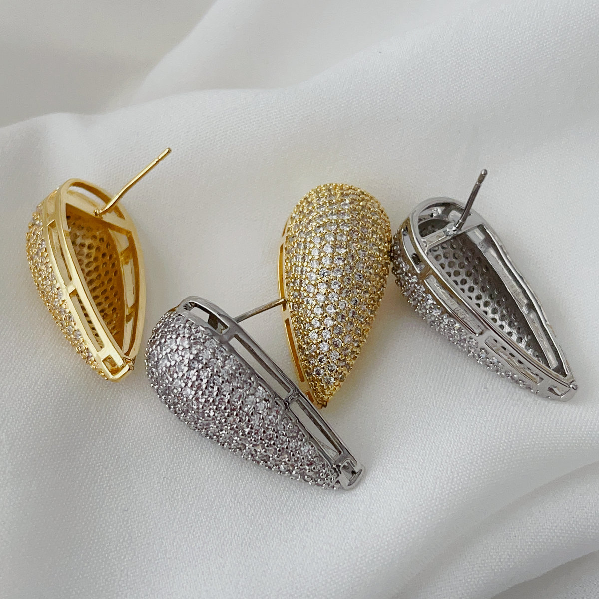 Pave zircon oval earrings