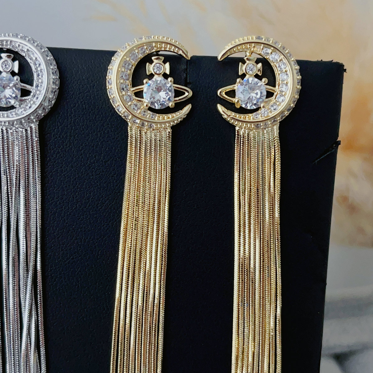 Moon star chain earrings