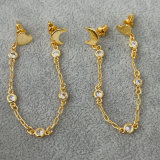 Heart moon chain earrings