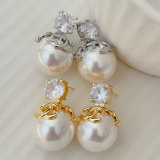 Big glass pearl drop channel earrings