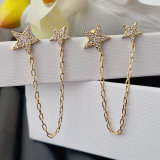 Pave star chain earrings
