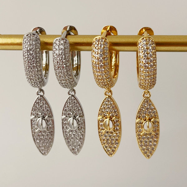 Pave eye charm earrings