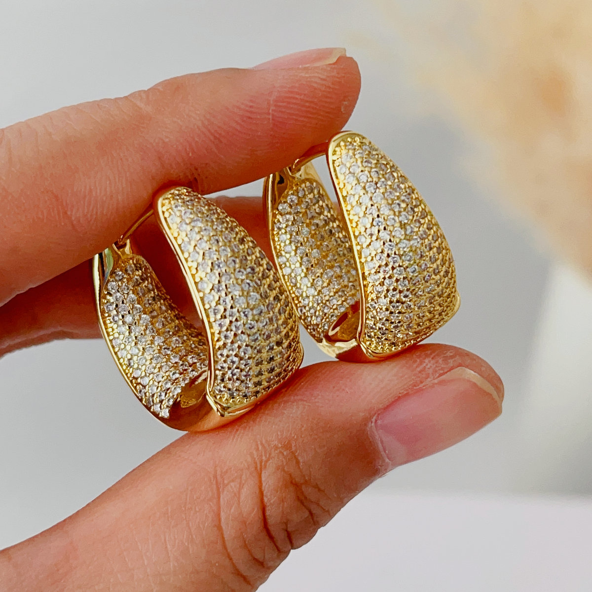 Pave zircon hoops