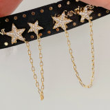 Pave star chain earrings