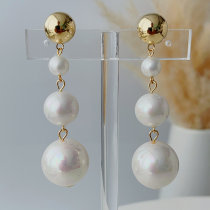 Big drop pearl earrings