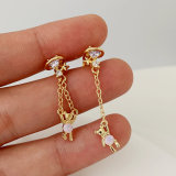 Pink zircon teddy bear earrings