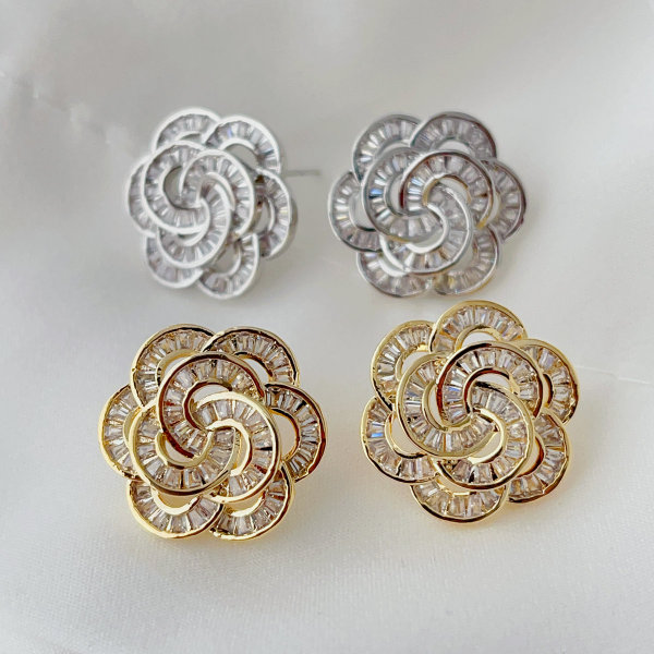 Pave flower earrings