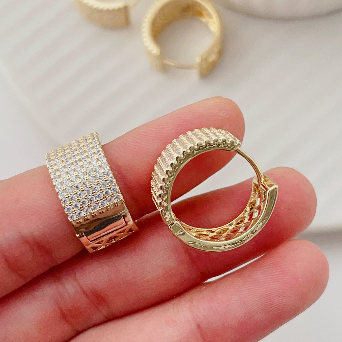 Pave zircon hoops