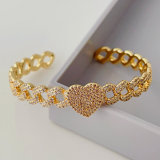 Pave zircon heart bangle