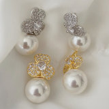 Pave flower earrings