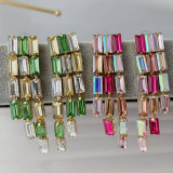 Pave long crystal earrings
