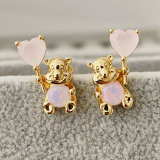 Pink teddy bear earrings