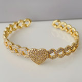 Pave zircon heart bangle