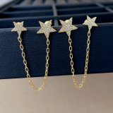 Pave star chain earrings